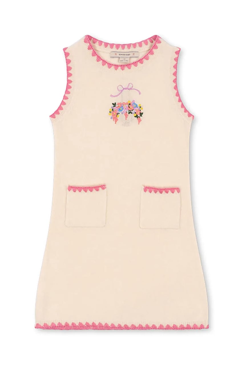 Levně Dětské vlněné šaty Konges Sløjd COLLETTE KNIT DRESS béžová barva, mini, KS102822