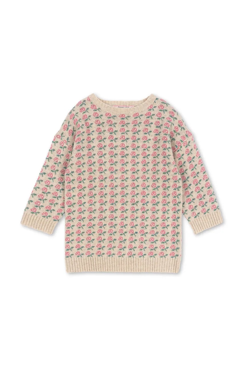 Детское шерстяное платье Konges Sløjd BELOU KNIT DRESS цвет бежевый mini прямое KS102860 Детское шерстяное платье Konges Sløjd BELOU KNIT DRESS цвет бежевый mini прямое KS102860