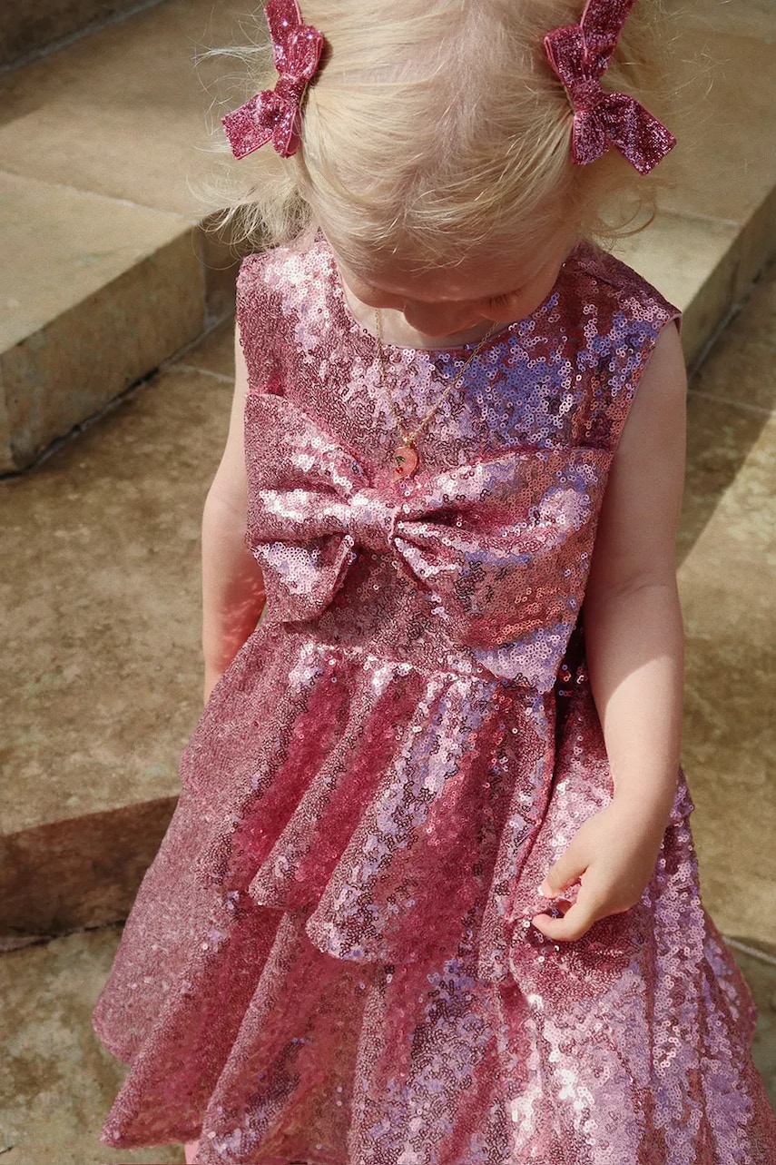 Konges Sløjd rochie fete ROSIE DRESS culoarea roz, mini, evazati, KS102203 Konges Sløjd rochie fete ROSIE DRESS culoarea roz, mini, evazati, KS102203