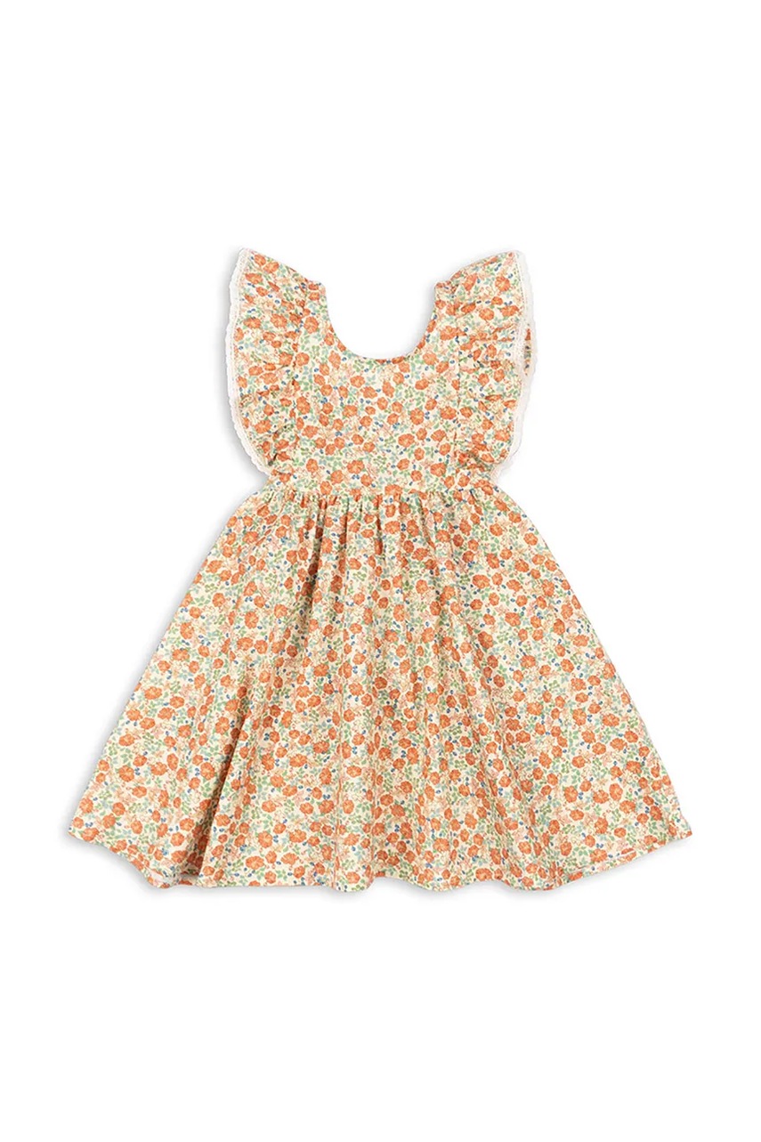 Хлопковое детское платье Konges Sløjd VERBENA DRESS GOTS цвет оранжевый mini расклешённое KS102296 Хлопковое детское платье Konges Sløjd VERBENA DRESS GOTS цвет оранжевый mini расклешённое KS102296