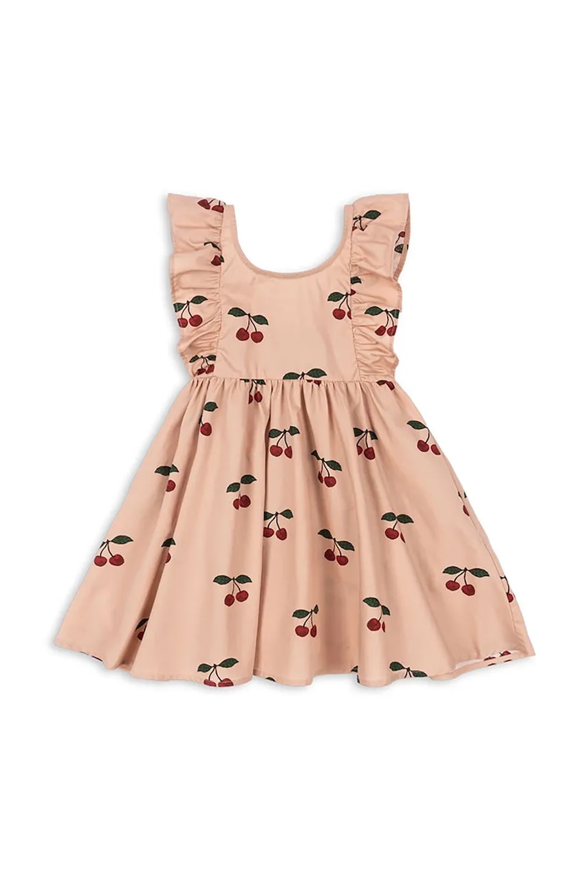 Konges Sløjd rochie din bumbac pentru copii VERBENA DRESS GOTS culoarea roz, mini, evazati, KS102296 Konges Sløjd rochie din bumbac pentru copii VERBENA DRESS GOTS culoarea roz, mini, evazati, KS102296