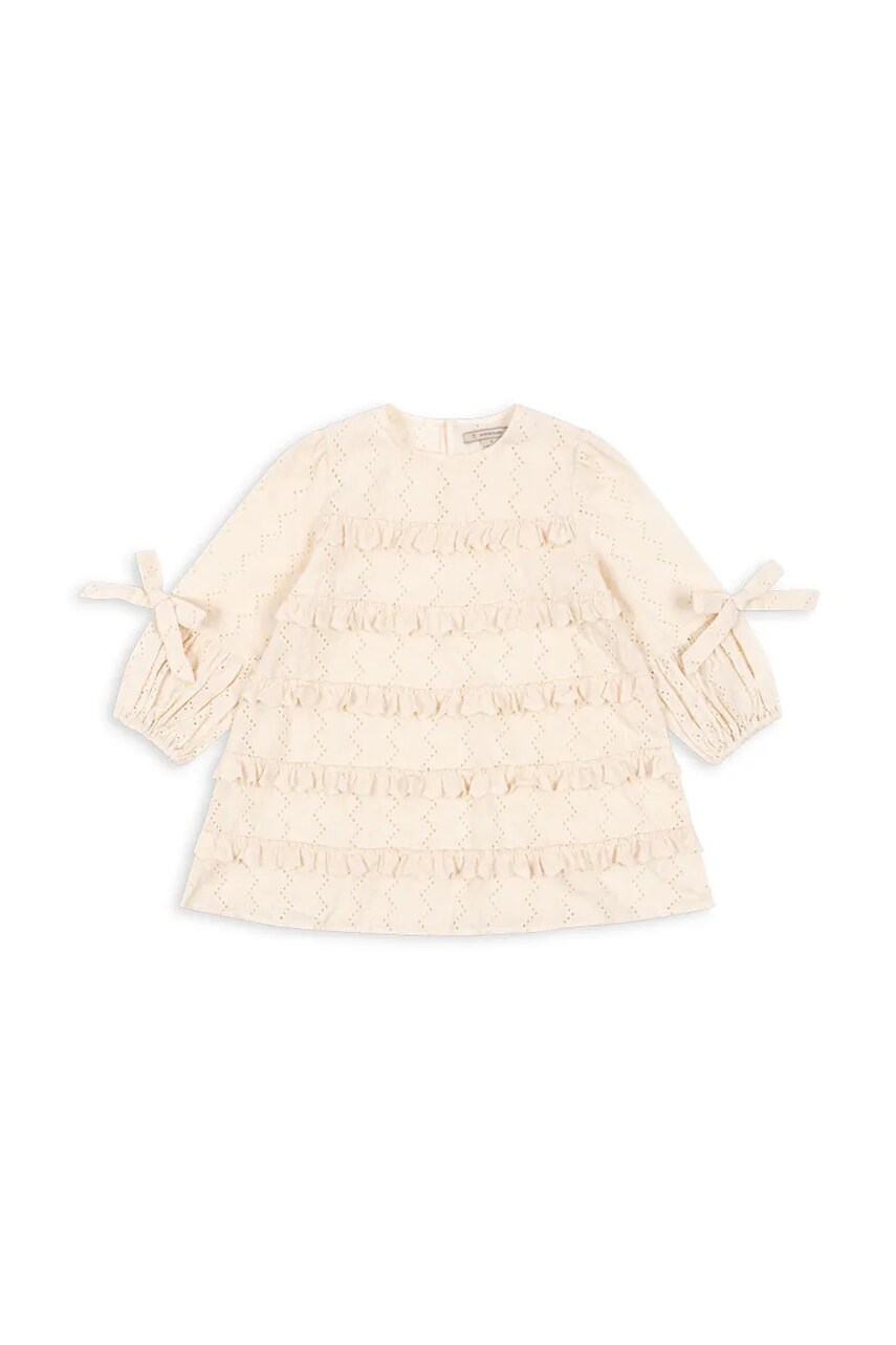 Levně Dětské bavlněné šaty Konges Sløjd FRILLA DRESS béžová barva, mini, KS102232