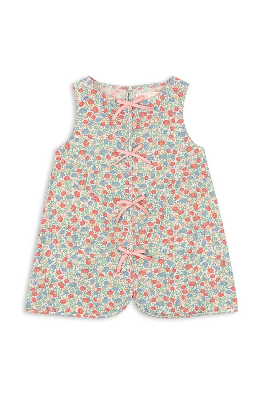 Детское платье Konges Sløjd ELIN BOW DRESS GOTS цвет бирюзовый mini прямое KS102434