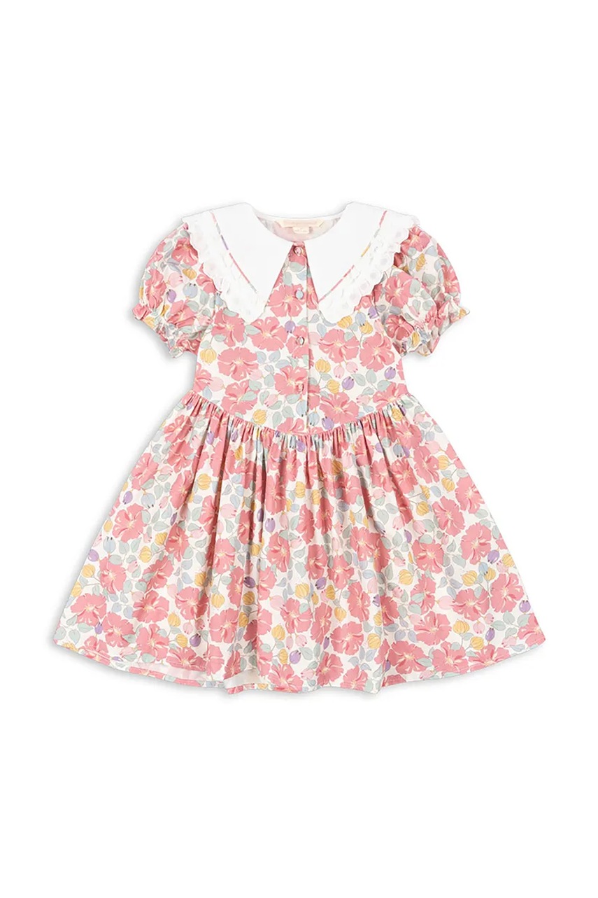 Хлопковое детское платье Konges Sløjd COEUR COLLAR DRESS GOTS цвет розовый mini расклешённое KS102649 Хлопковое детское платье Konges Sløjd COEUR COLLAR DRESS GOTS цвет розовый mini расклешённое KS102649