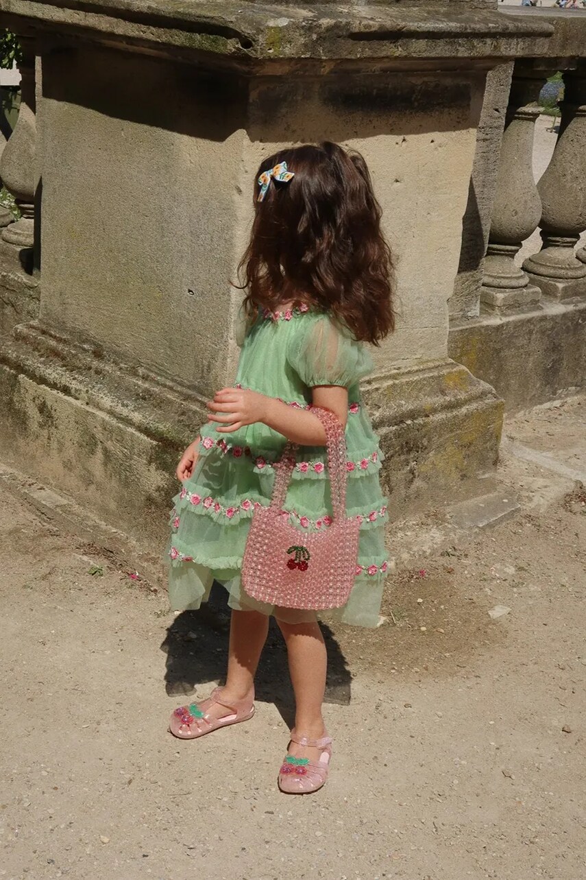 Konges Sløjd rochie fete JOELLE DRESS culoarea verde, mini, evazată, KS102728