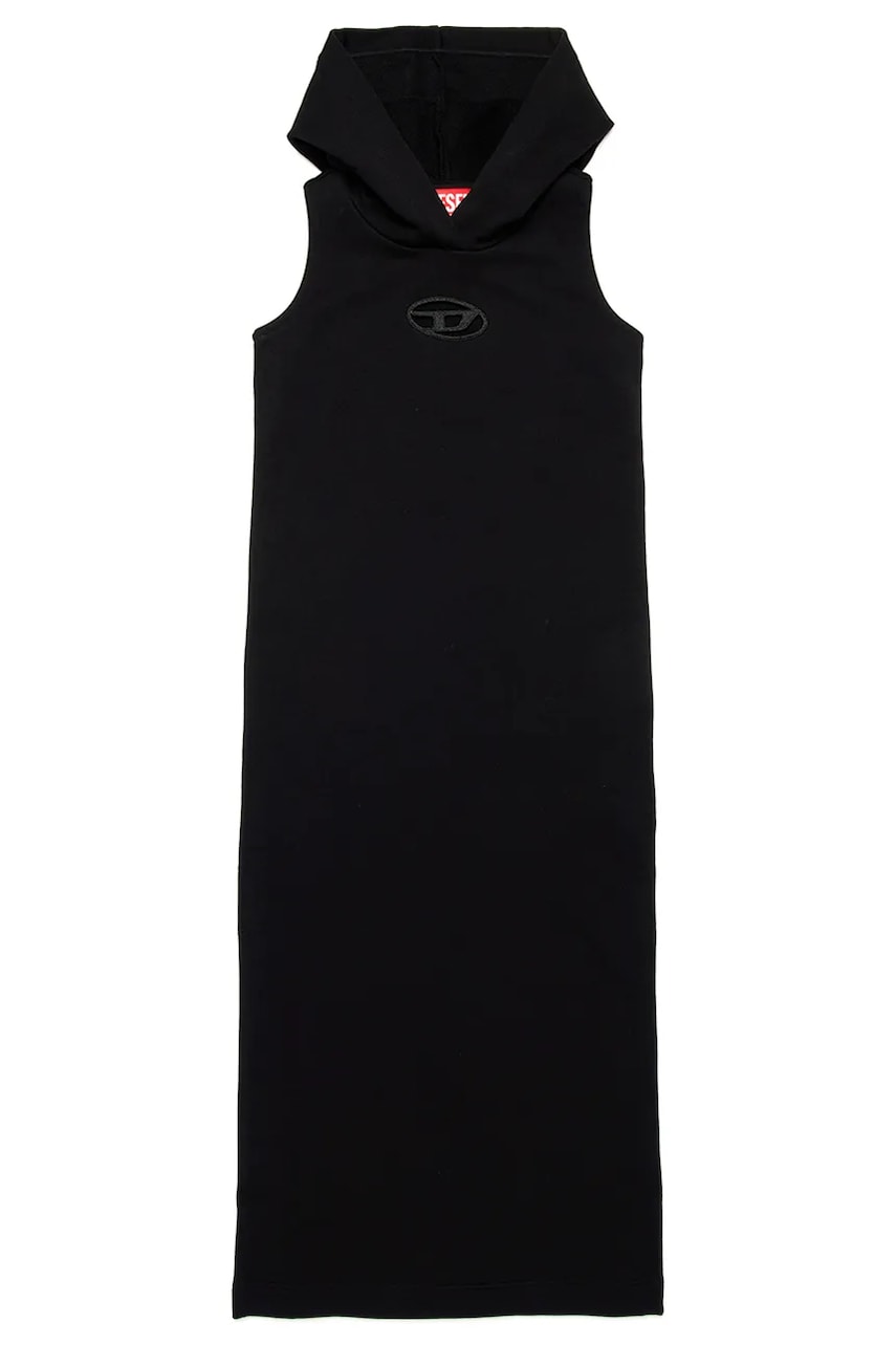 Diesel rochie din bumbac pentru copii DYTES DRESS culoarea negru, midi, drept, J02203 Diesel rochie din bumbac pentru copii DYTES DRESS culoarea negru, midi, drept, J02203