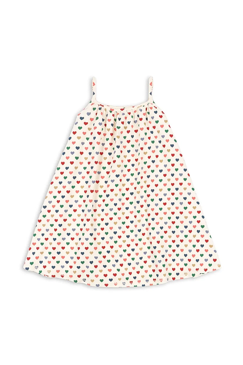 Konges Sløjd rochie BASIC STRAP DRESS GOTS culoarea bej, midi, evazati, KS103152 Konges Sløjd rochie BASIC STRAP DRESS GOTS culoarea bej, midi, evazati, KS103152