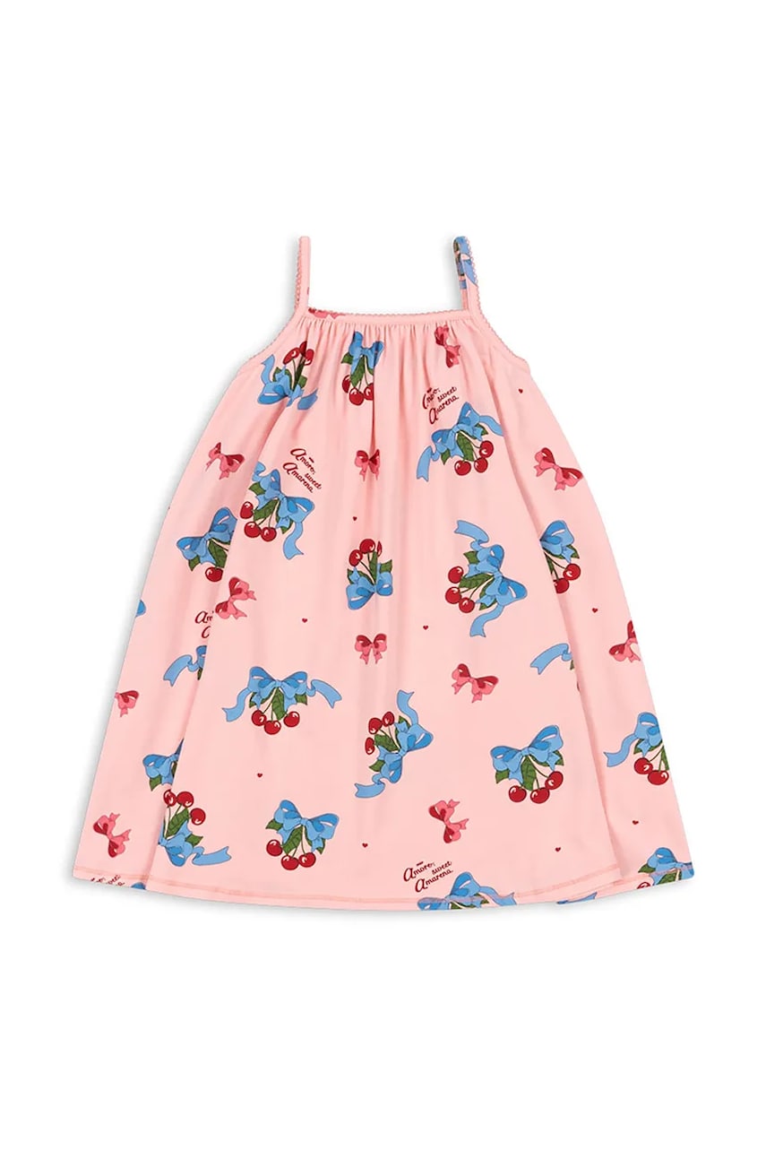 Konges Sløjd rochie BASIC STRAP DRESS GOTS culoarea roz, midi, evazati, KS103152 Konges Sløjd rochie BASIC STRAP DRESS GOTS culoarea roz, midi, evazati, KS103152