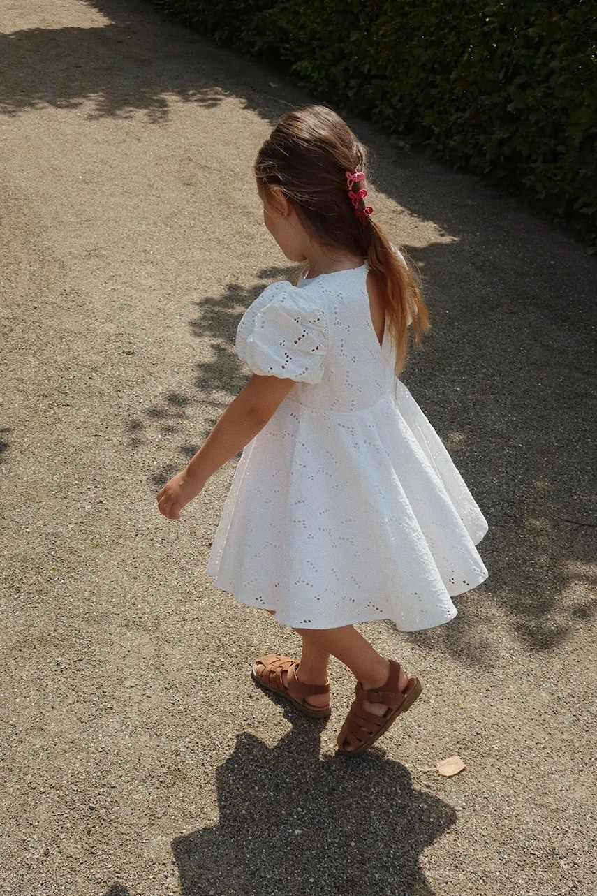 Konges Sløjd rochie din bumbac pentru copii GLAISE DRESS GOTS culoarea alb, mini, evazati, KS103166