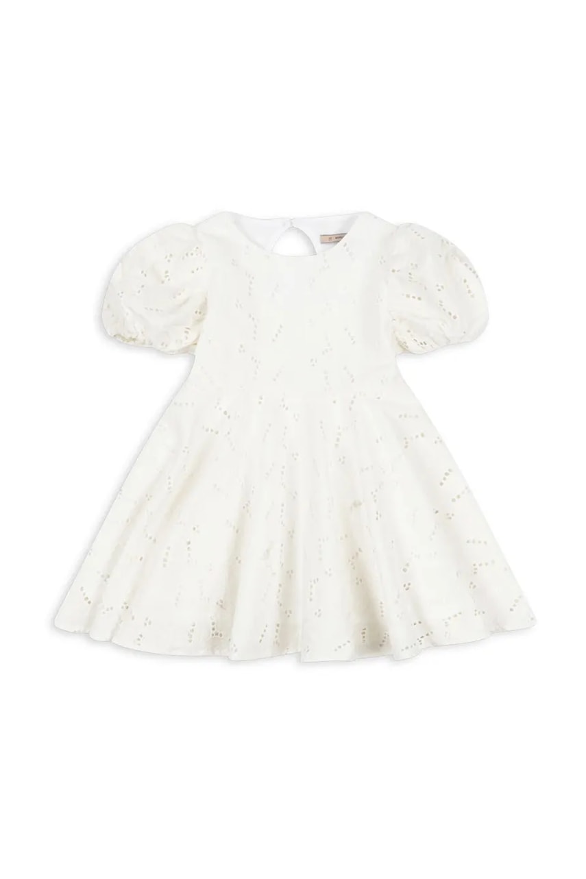 Хлопковое детское платье Konges Sløjd GLAISE DRESS GOTS цвет белый mini расклешённое KS103166 Хлопковое детское платье Konges Sløjd GLAISE DRESS GOTS цвет белый mini расклешённое KS103166