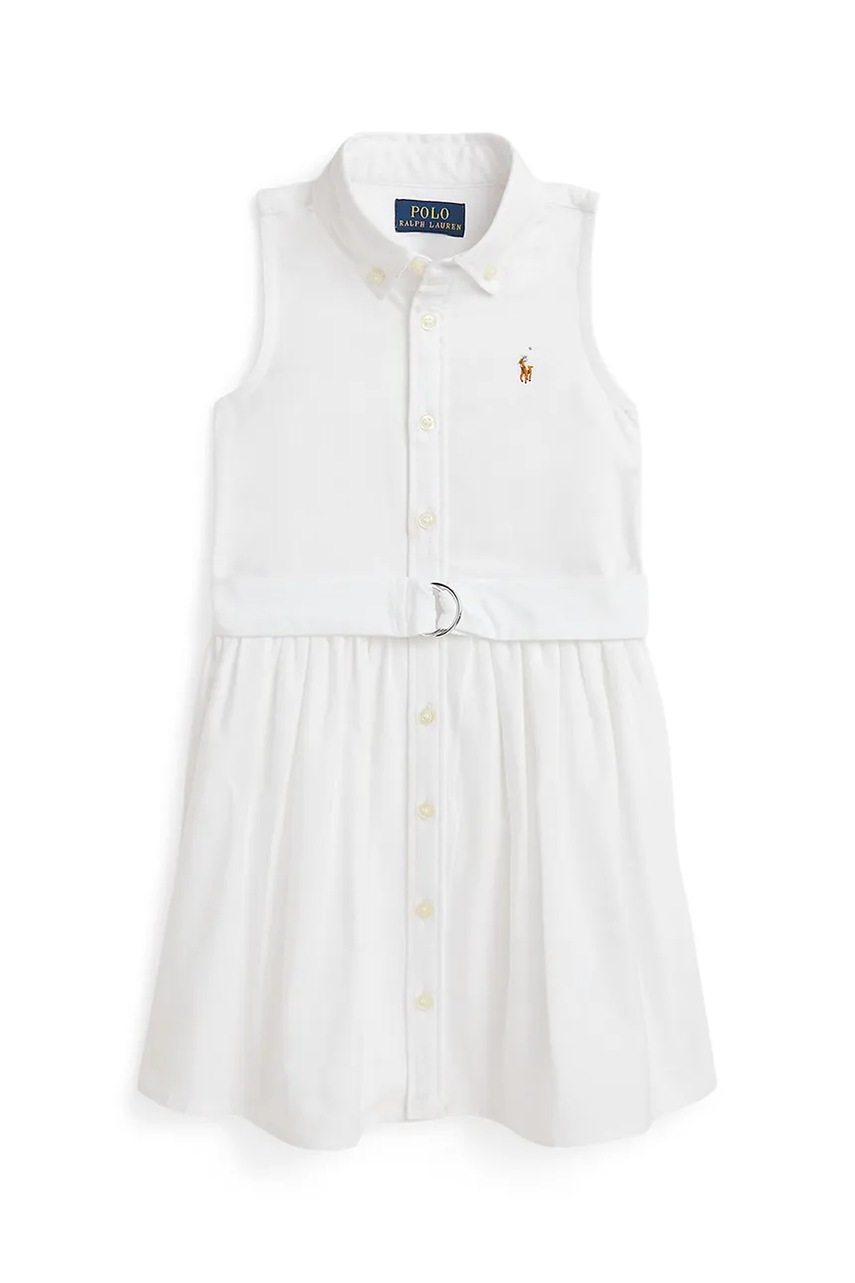 Дитяча бавовняна сукня Polo Ralph Lauren колір білий mini розкльошена 312934188001