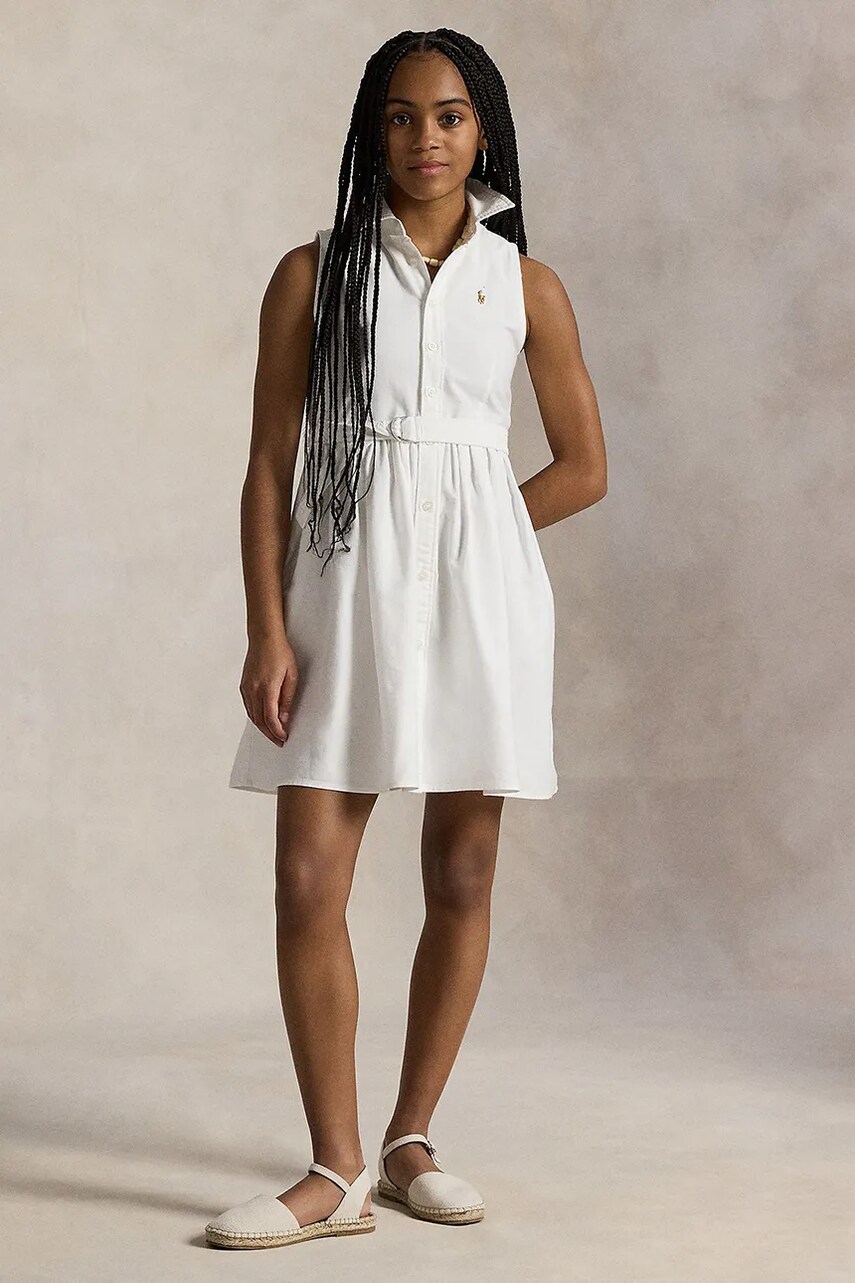 Levně Dětské bavlněné šaty Polo Ralph Lauren bílá barva, mini, 313934188001