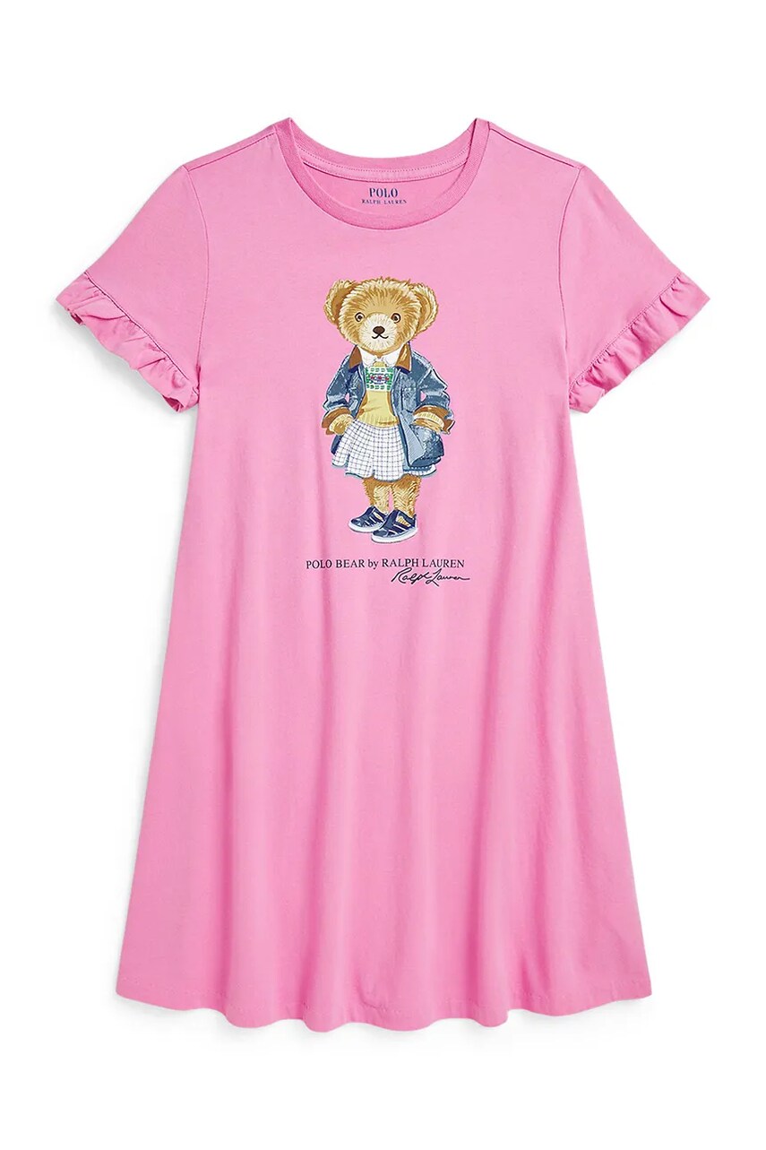Levně Dětské bavlněné šaty Polo Ralph Lauren růžová barva, mini, 313965157002