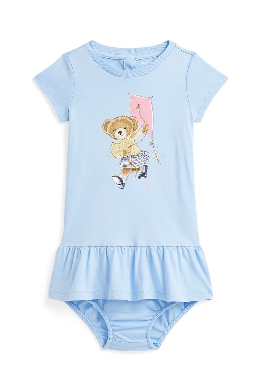 Levně Dětské bavlněné šaty Polo Ralph Lauren modrá barva, mini, 310964042002