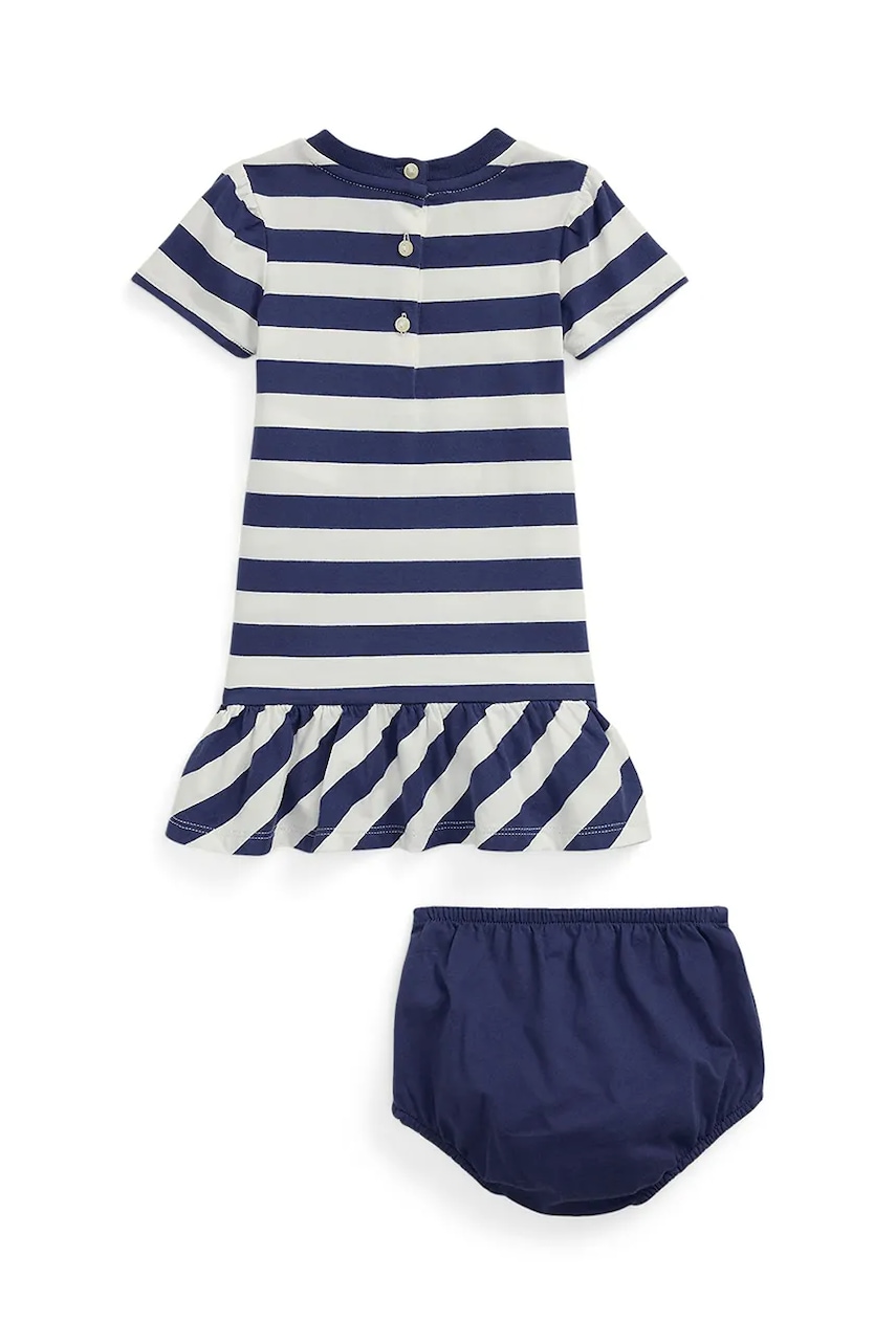 Детское хлопковое платье Polo Ralph Lauren цвет синий mini прямое 310966461001 Детское хлопковое платье Polo Ralph Lauren цвет синий mini прямое 310966461001