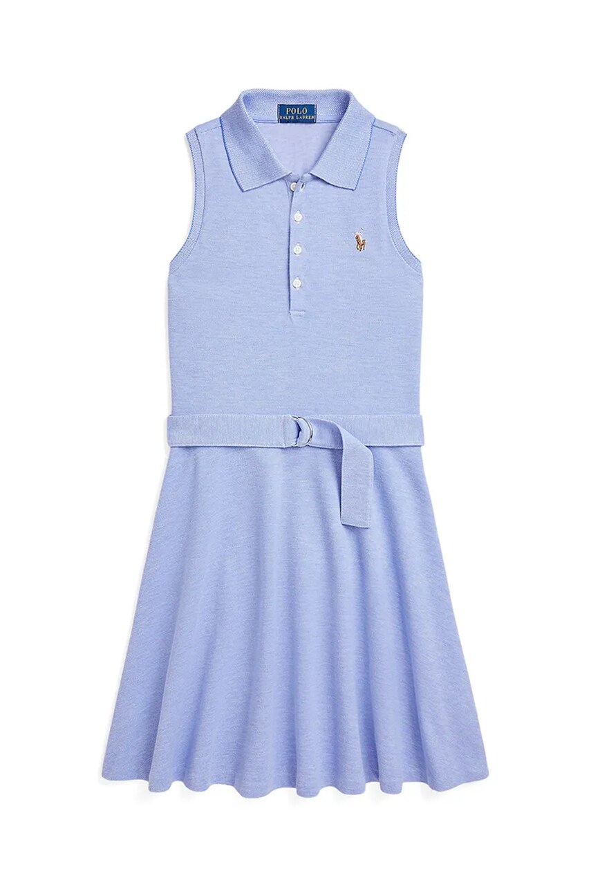 Levně Dětské bavlněné šaty Polo Ralph Lauren modrá barva, mini, 313965176003