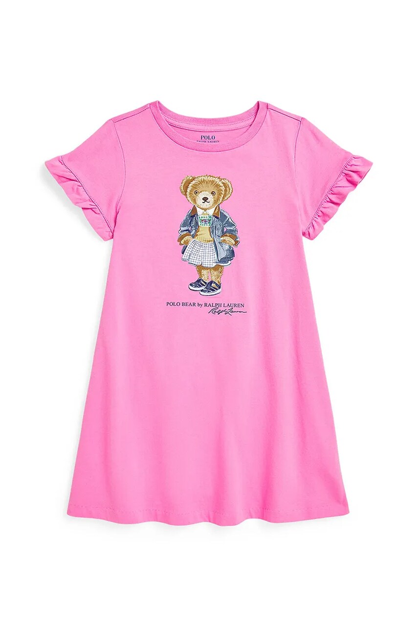 Levně Dětské bavlněné šaty Polo Ralph Lauren růžová barva, mini, 312965157002