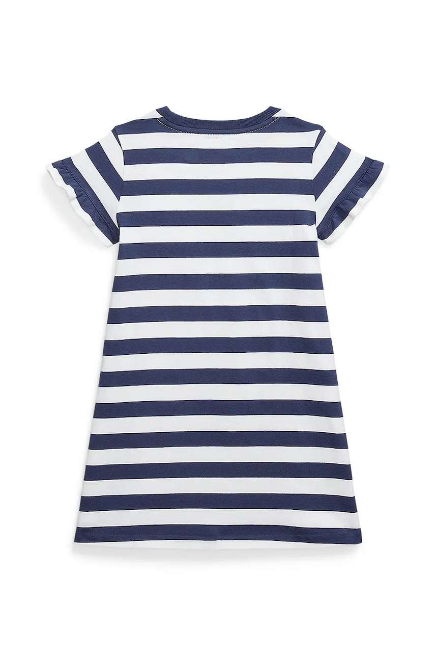 Хлопковое детское платье Polo Ralph Lauren цвет синий mini прямое 312965227001 Хлопковое детское платье Polo Ralph Lauren цвет синий mini прямое 312965227001