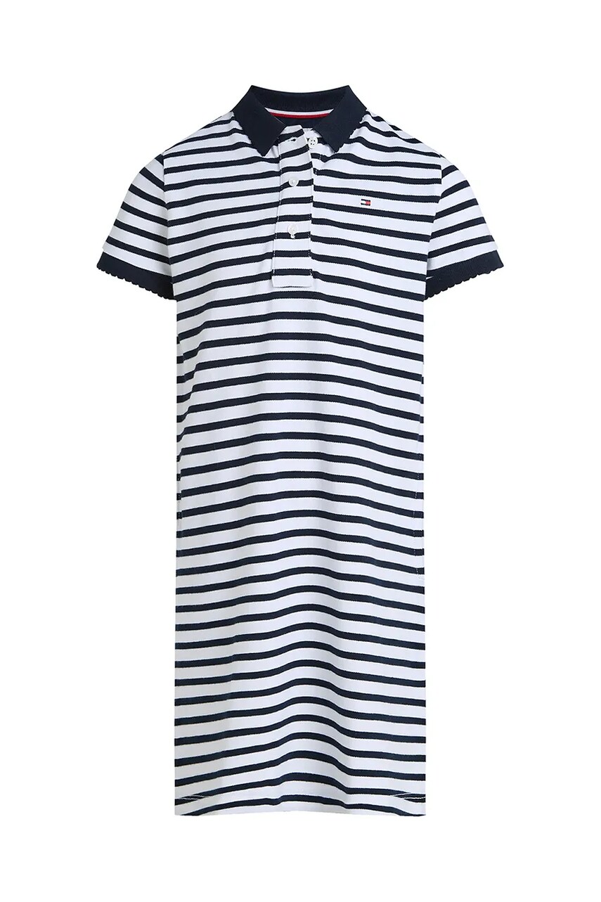 Levně Dětské bavlněné šaty Tommy Hilfiger tmavomodrá barva, mini, KG0KG08700
