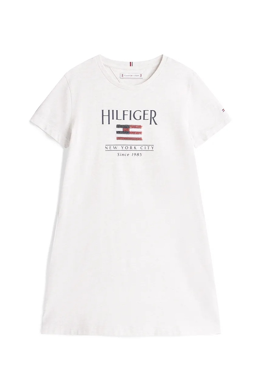Хлопковое детское платье Tommy Hilfiger цвет белый mini прямое KG0KG08563