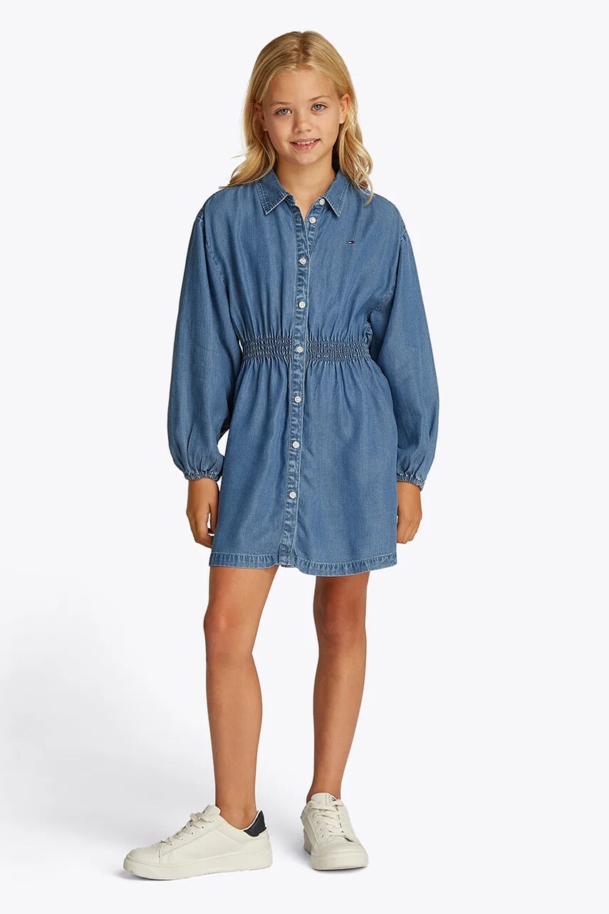Levně Dívčí šaty Tommy Hilfiger modrá barva, mini, KG0KG08567