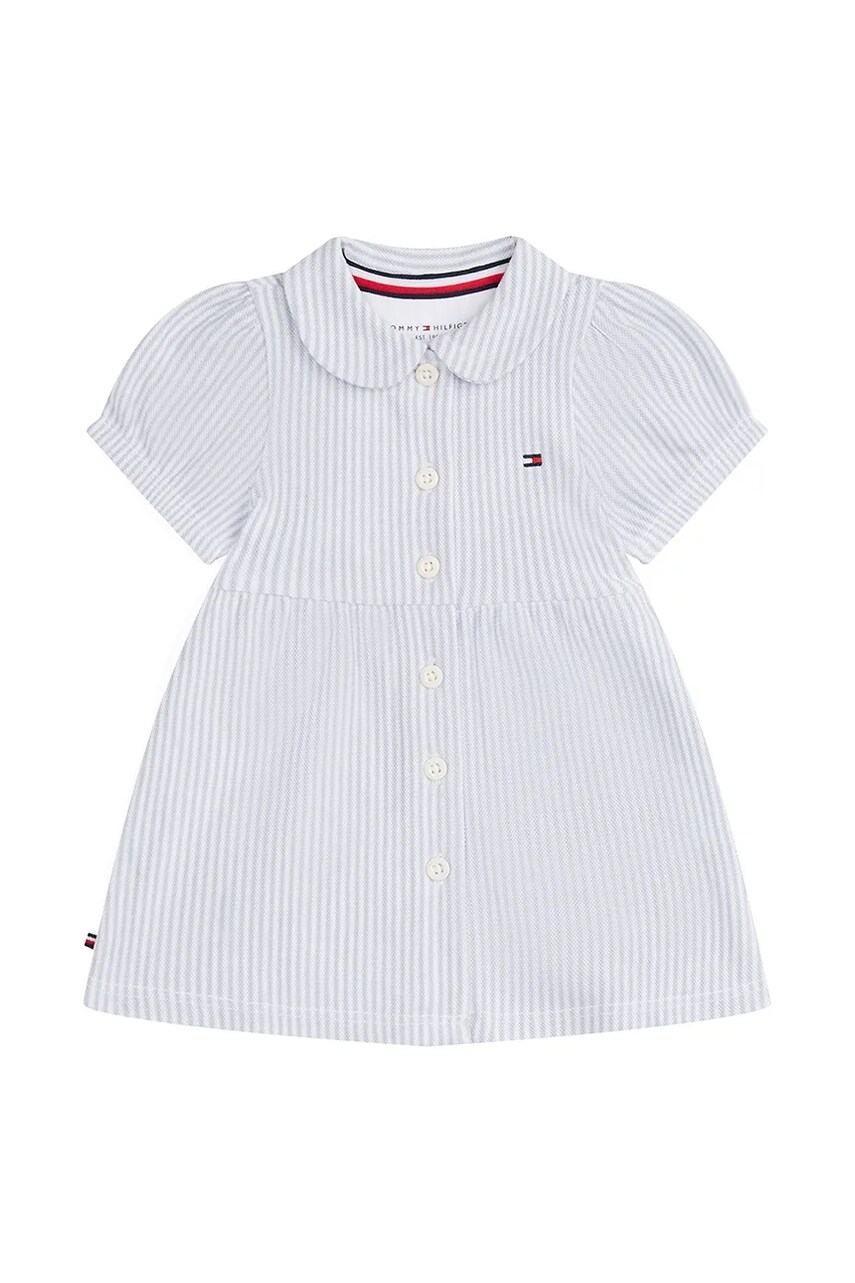 Levně Dětské bavlněné šaty Tommy Hilfiger modrá barva, mini, KN0KN02043