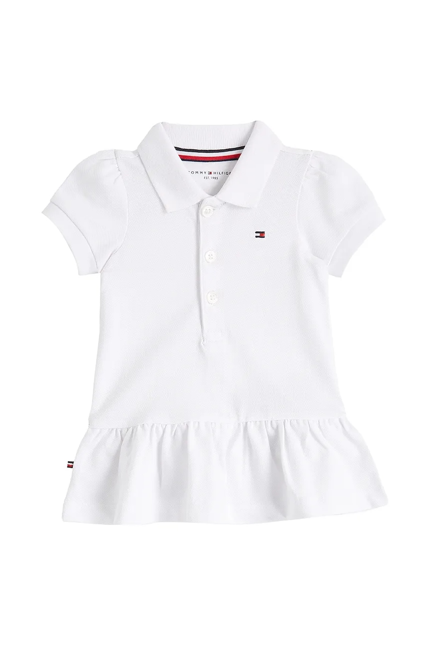 Levně Kojenecké šaty Tommy Hilfiger bílá barva, mini, KN0KN02045