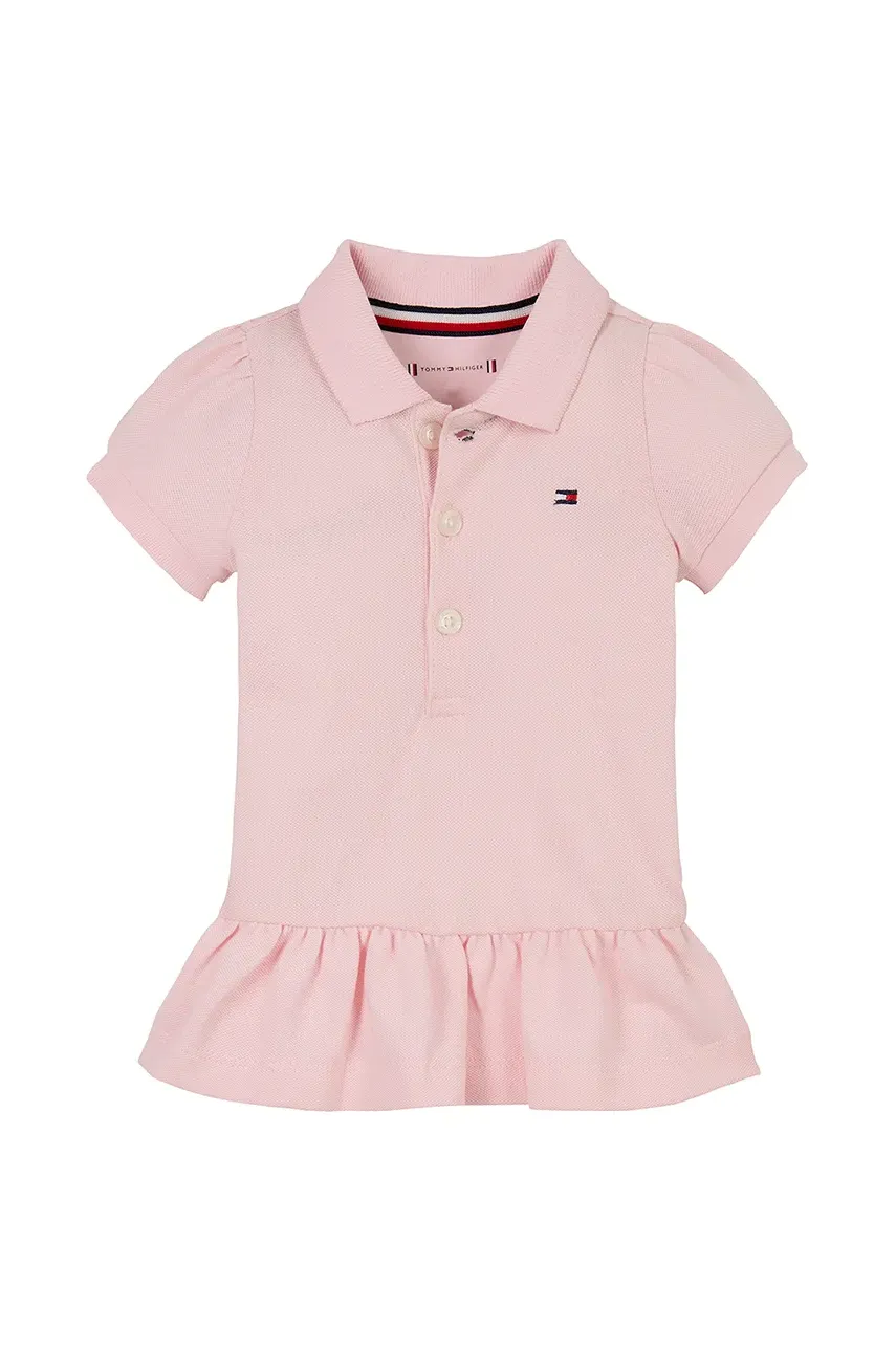 Levně Kojenecké šaty Tommy Hilfiger růžová barva, mini, KN0KN02045