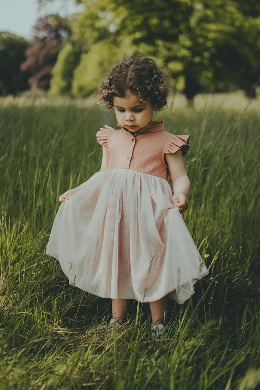Donsje rochie fete Fleurance Dress culoarea portocaliu, mini, evazati, 4062900 Donsje rochie fete Fleurance Dress culoarea portocaliu, mini, evazati, 4062900