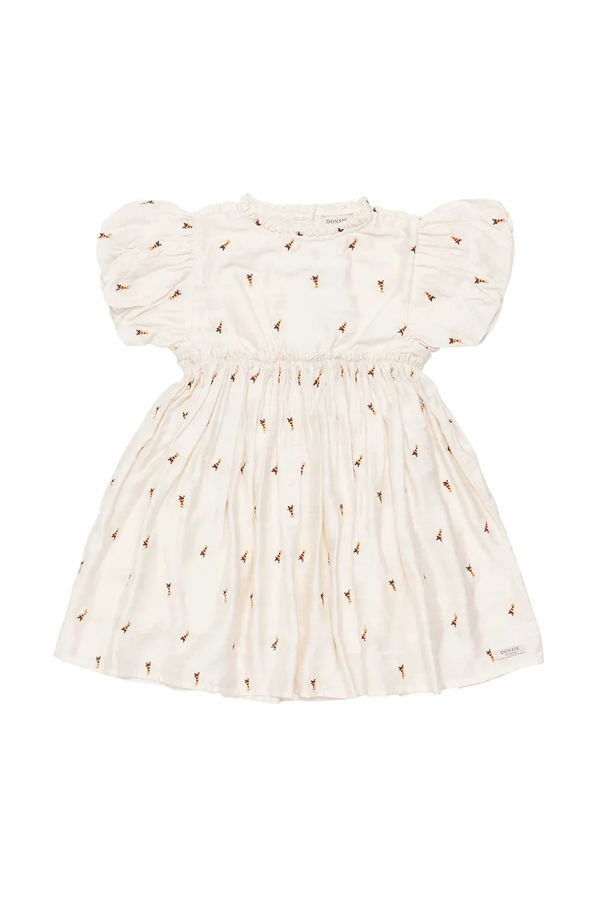 Детское платье Donsje Clarize Dress Bees цвет белый mini расклешённое 4095002 Детское платье Donsje Clarize Dress Bees цвет белый mini расклешённое 4095002