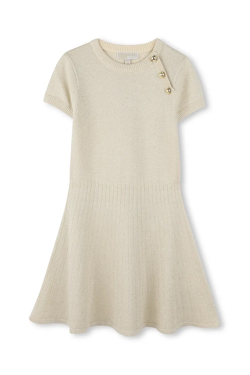 Дитяча бавовняна сукня Michael Kors колір бежевий mini розкльошена R30296