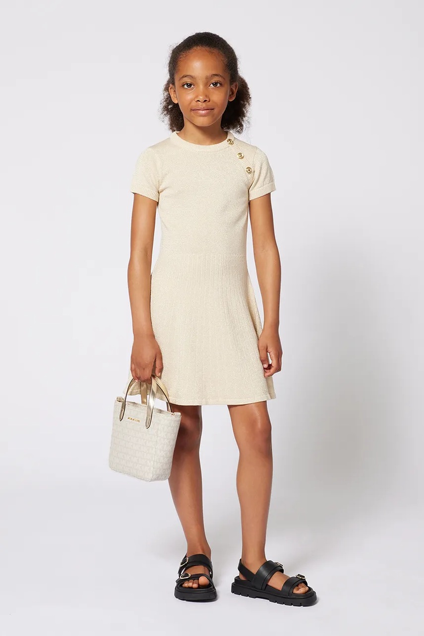 Levně Dětské bavlněné šaty Michael Kors béžová barva, mini, R30296