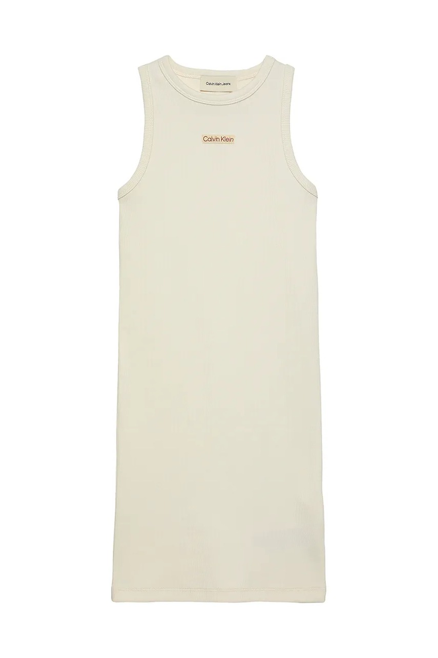 Дитяча сукня Calvin Klein Jeans колір бежевий midi пряма IG0IG02906