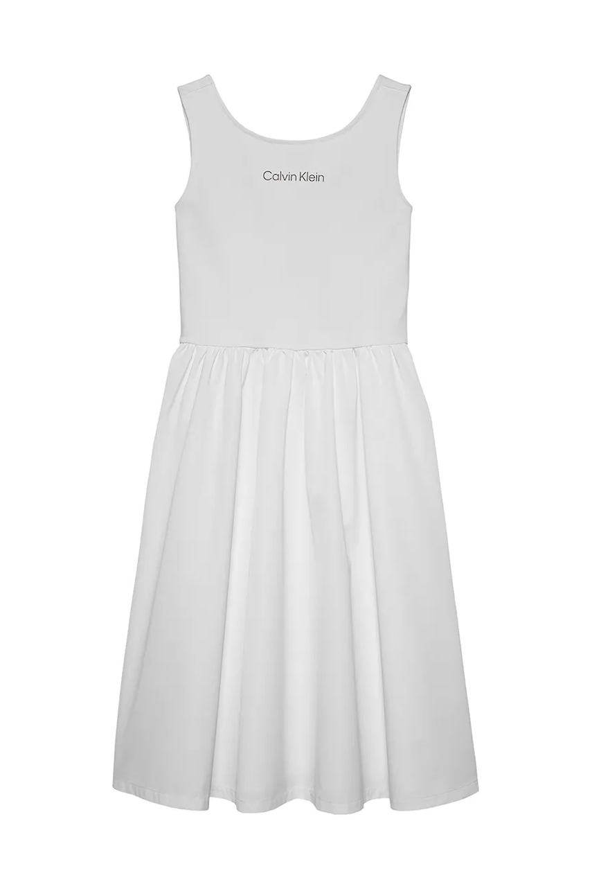 Levně Dívčí šaty Calvin Klein Jeans bílá barva, midi, IG0IG02908