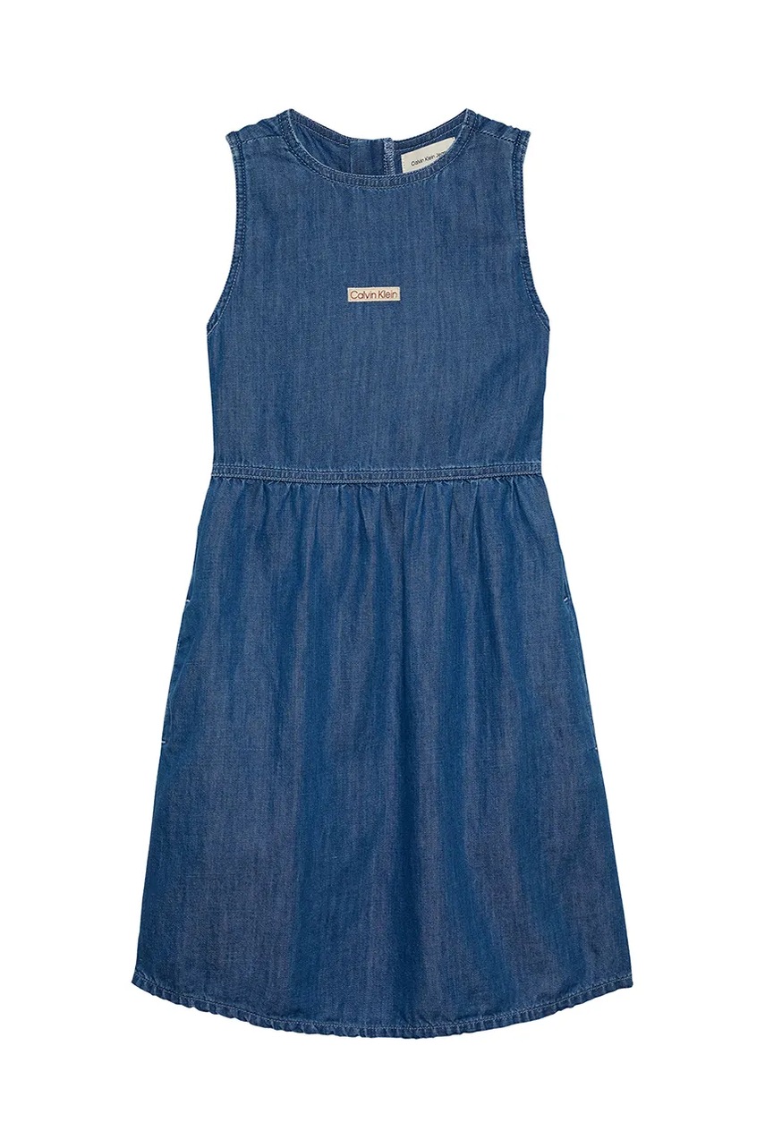 Платье Calvin Klein Jeans цвет синий midi расклешённое IG0IG02913