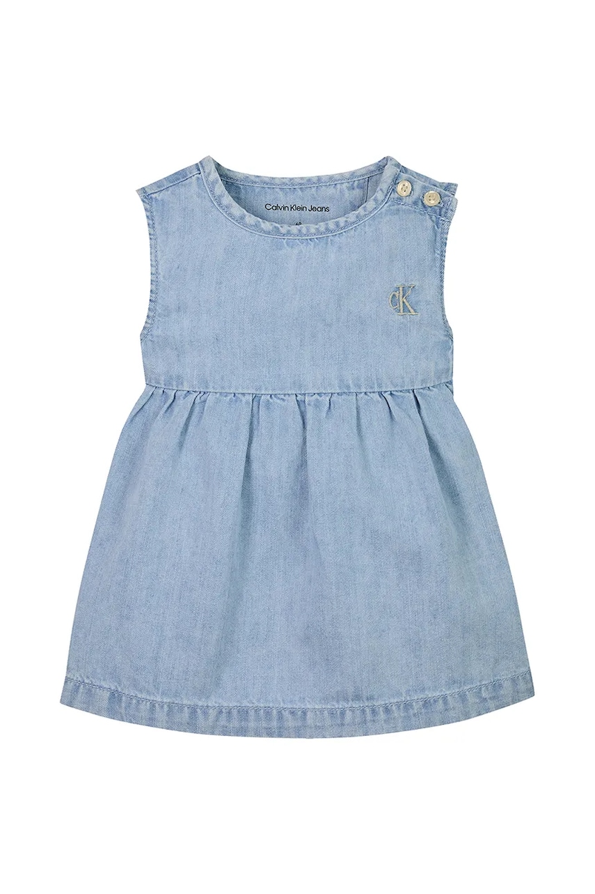Levně Šaty Calvin Klein Jeans modrá barva, mini, IN0IN00298