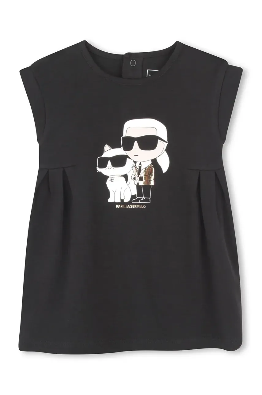 Karl Lagerfeld rochie din bumbac pentru copii culoarea negru, mini, dreaptă, Z30510