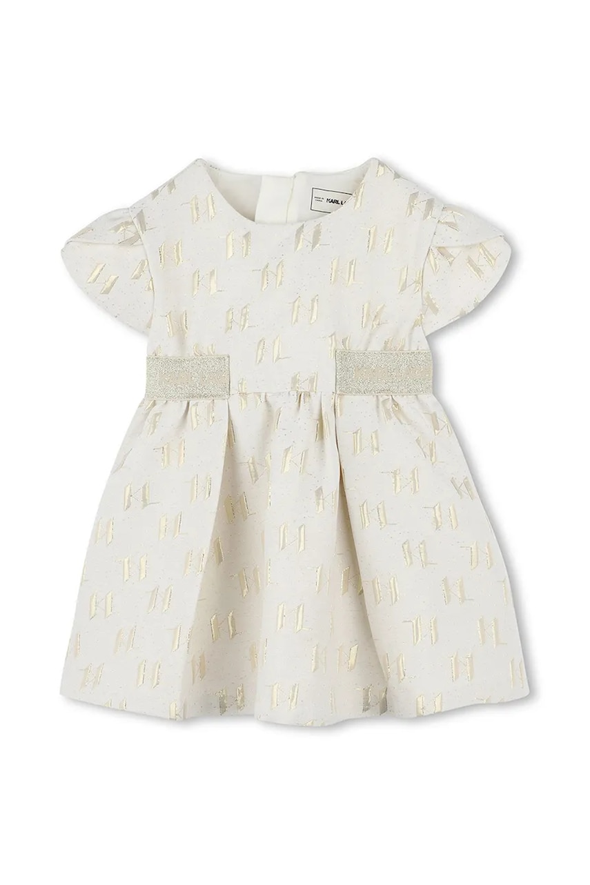 Karl Lagerfeld rochie bebe culoarea bej, mini, evazată, Z30515