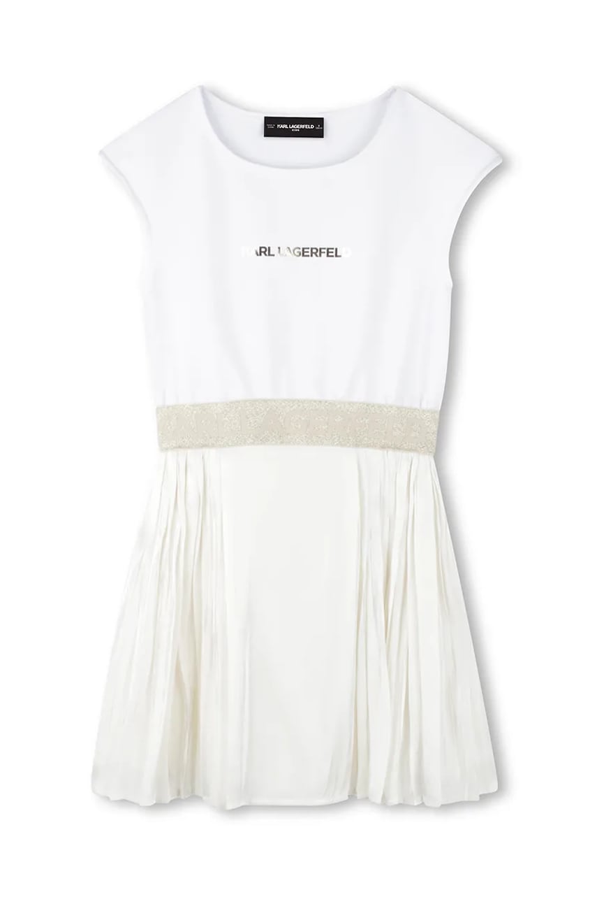 Karl Lagerfeld rochie fete culoarea alb, mini, evazati, Z30569 Karl Lagerfeld rochie fete culoarea alb, mini, evazati, Z30569