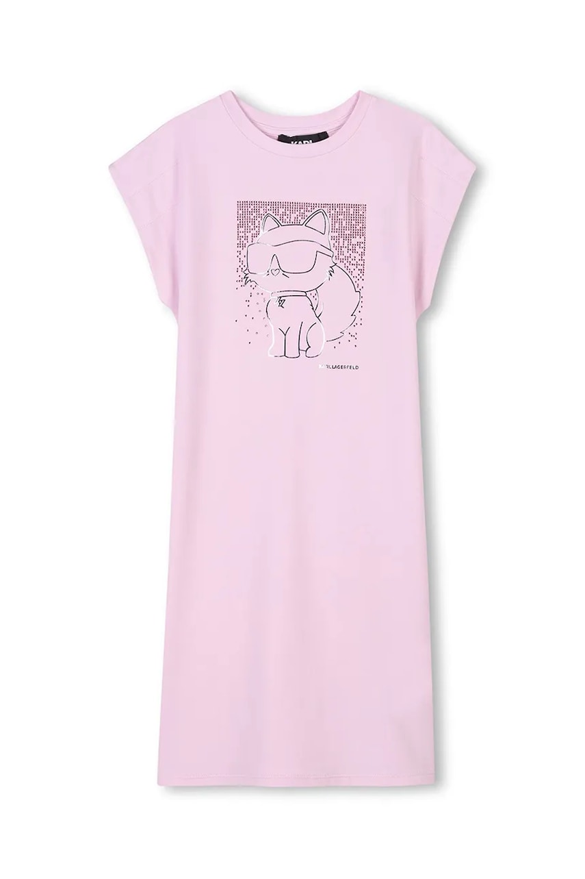 Karl Lagerfeld rochie fete culoarea roz, mini, dreaptă, Z30456