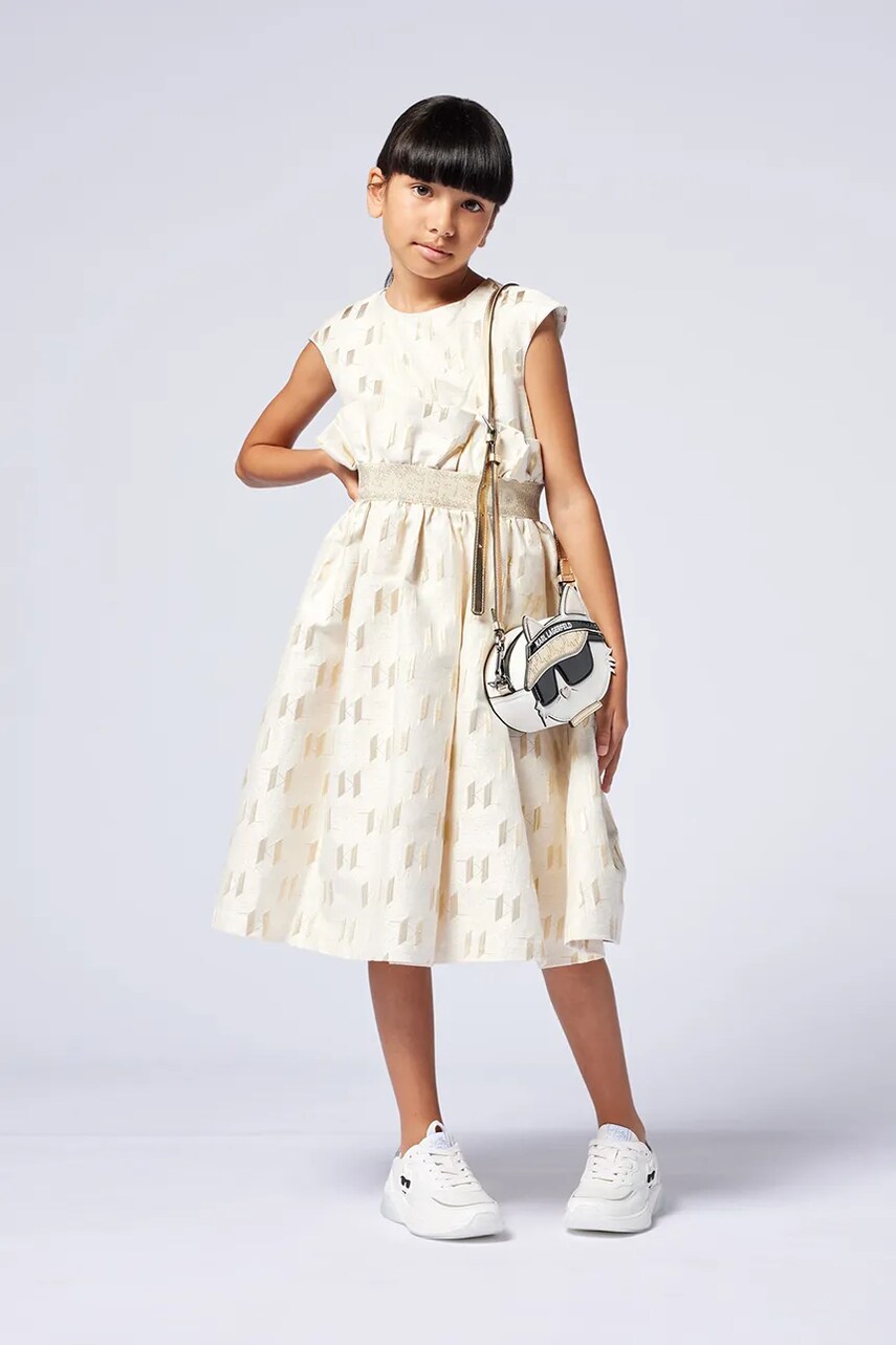 Karl Lagerfeld rochie fete culoarea bej, mini, evazati, Z30465