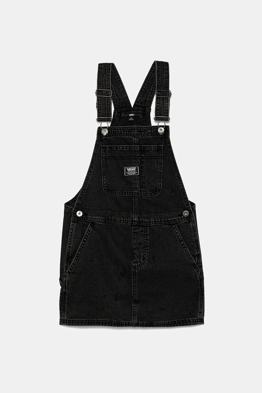 Vans rochie din denim pentru copii GROUNDWORK SKIRTALL culoarea gri, mini, dreaptă, VN000MDVEMQ1