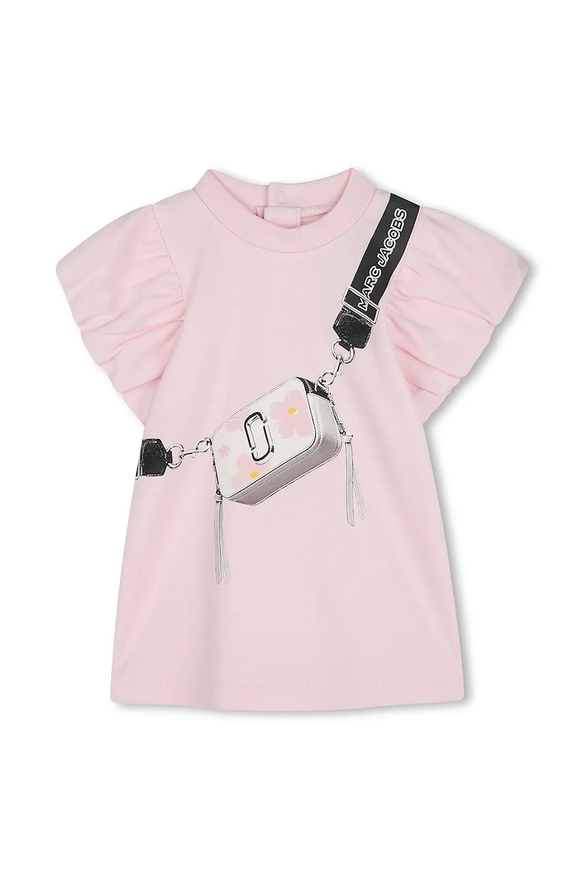 Marc Jacobs rochie din bumbac pentru bebeluși culoarea roz, mini, evazati, W60507 Marc Jacobs rochie din bumbac pentru bebeluși culoarea roz, mini, evazati, W60507