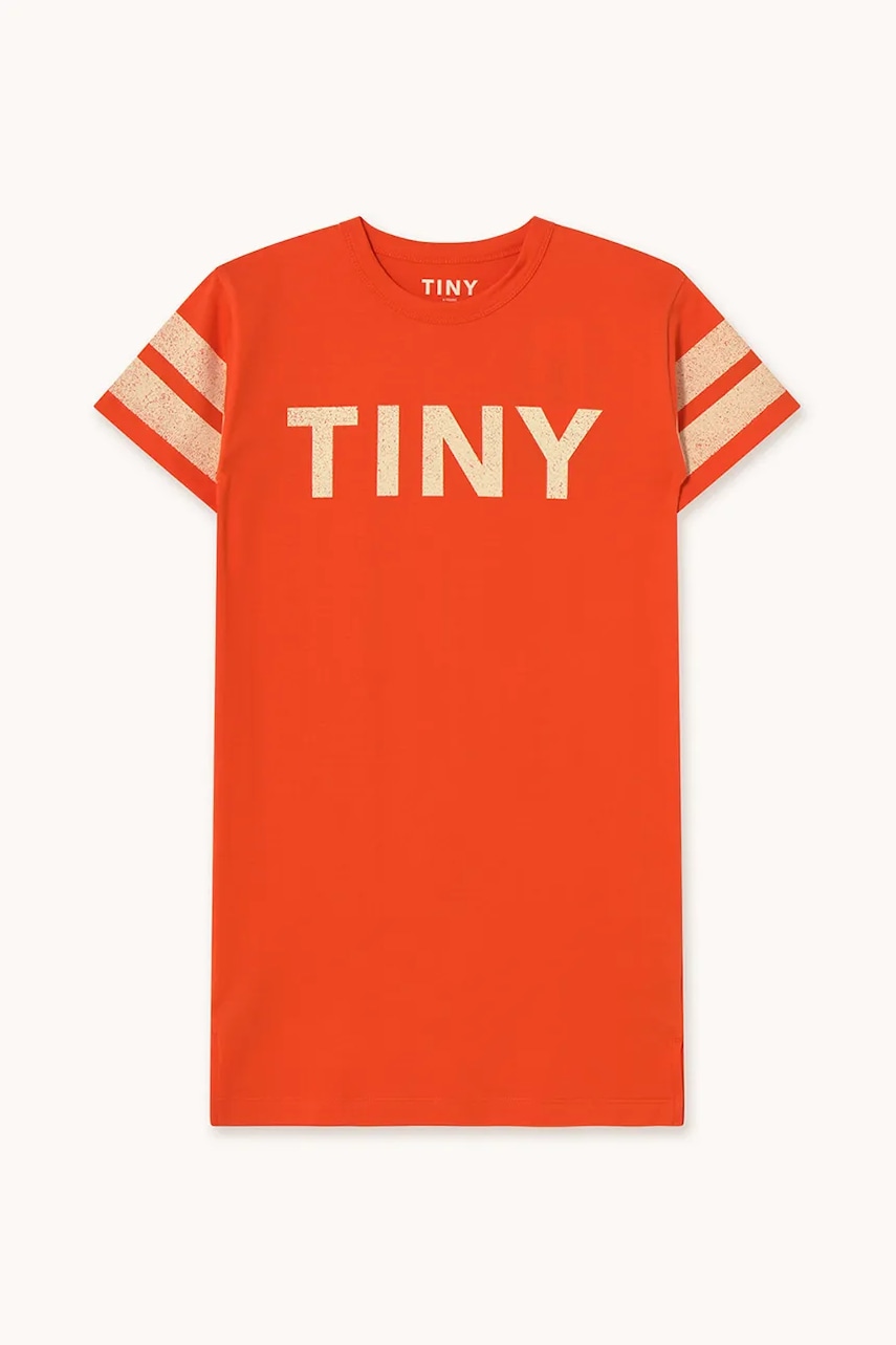 Хлопковое детское платье Tinycottons STRIPES DRESS цвет оранжевый mini прямое SS25-135 Хлопковое детское платье Tinycottons STRIPES DRESS цвет оранжевый mini прямое SS25-135