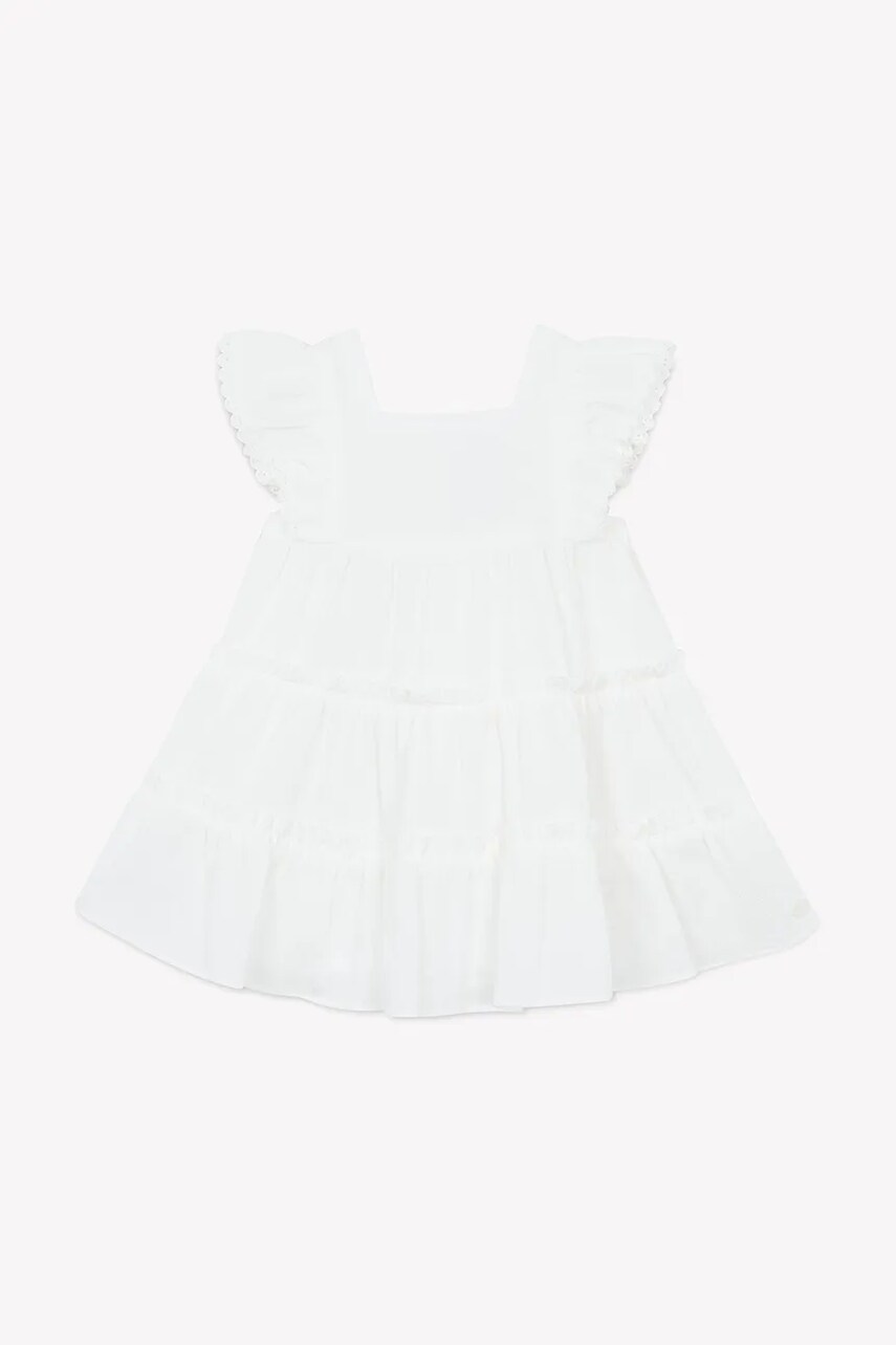 Tartine et Chocolat rochie din bumbac pentru copii culoarea alb, mini, evazati, CA30151