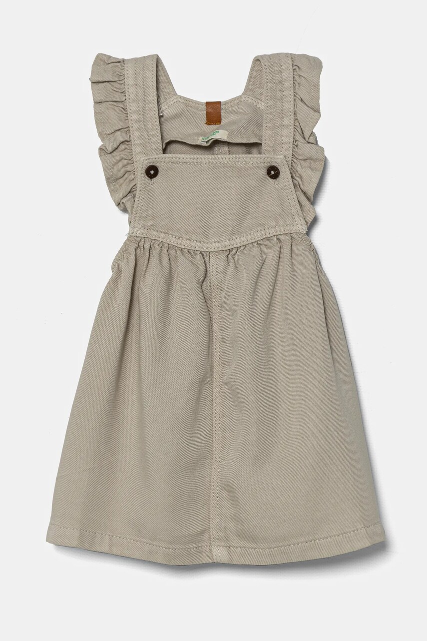 United Colors of Benetton rochie bebe culoarea bej, midi, evazată, 41AQAV00M United Colors of Benetton rochie bebe culoarea bej, midi, evazată, 41AQAV00M