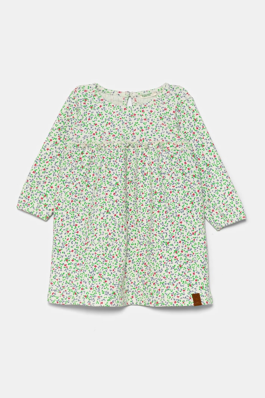 United Colors of Benetton rochie fete culoarea alb, midi, evazată, 3OBQAV00H