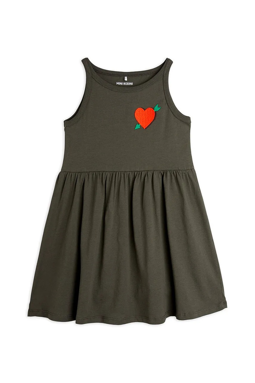 Хлопковое детское платье Mini Rodini Arrowed heart цвет чёрный mini расклешённое 2525010799
