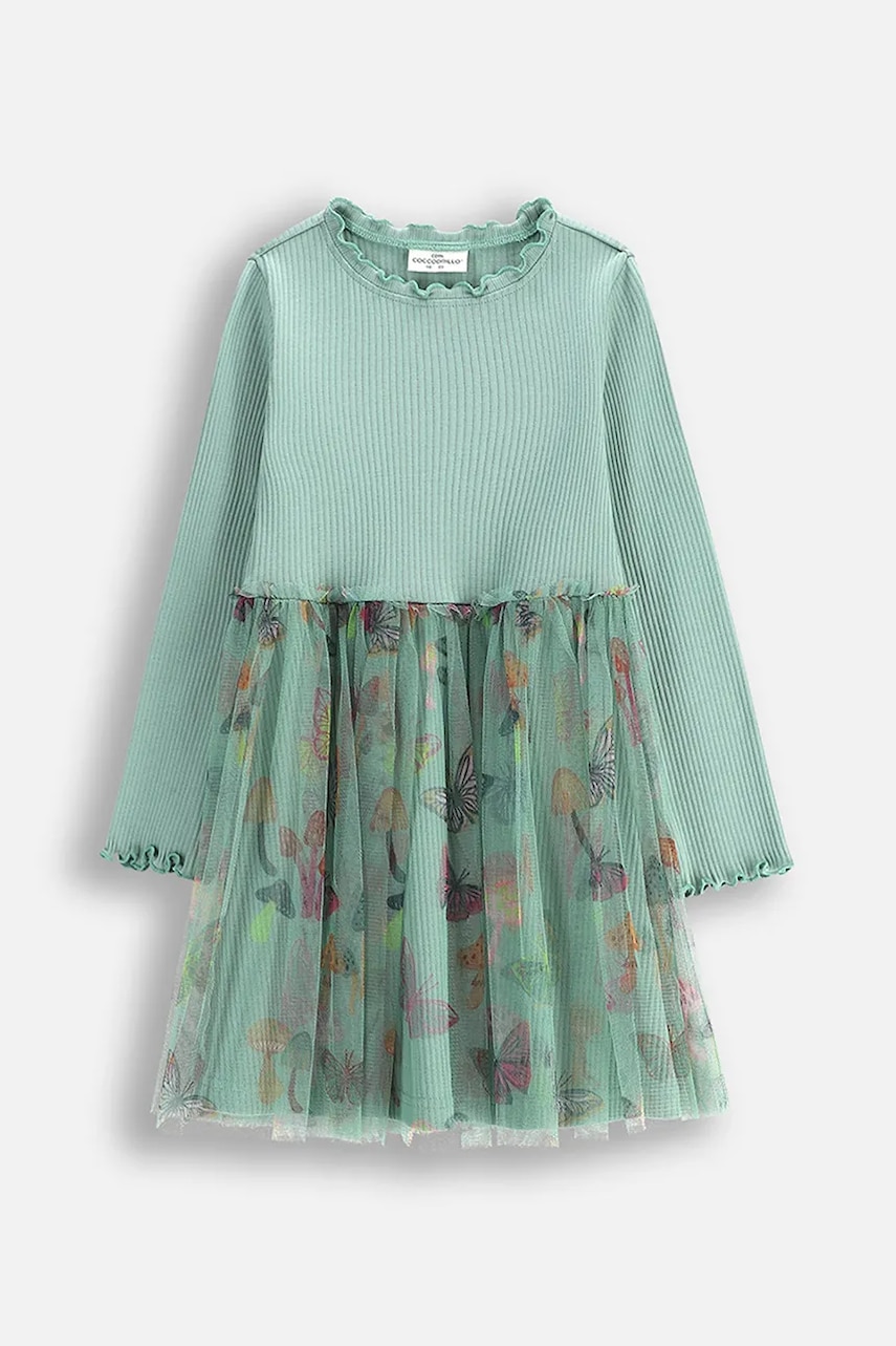 Детское платье Coccodrillo цвет зелёный mini расклешённое DREAM DIARIES GIRL KIDS Детское платье Coccodrillo цвет зелёный mini расклешённое DREAM DIARIES GIRL KIDS