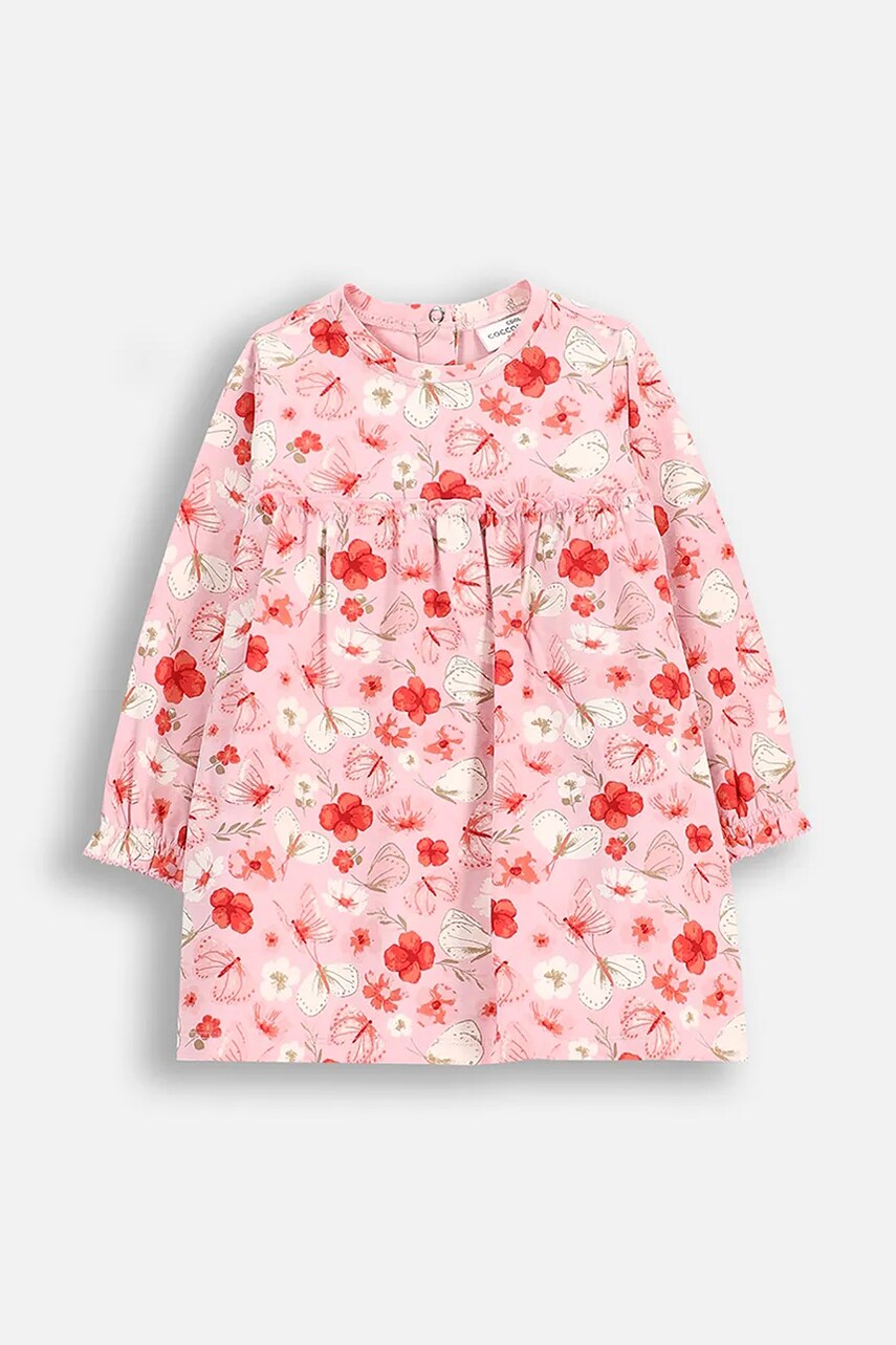 Coccodrillo rochie bebe culoarea roz, mini, evazată, NOSTALGIC MEADOW GIRL NEWBORN